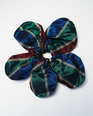 Flower scrunchie - Gold Stripe Taffeta