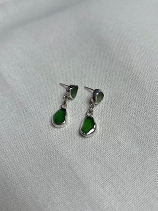 Green sea glass earrings