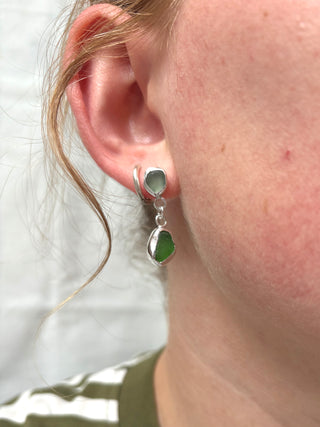 Green sea glass earrings