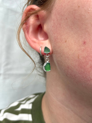 Green sea glass earrings