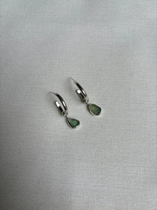 Sea glass hoop earrings