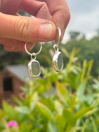 Simple Seaglass Hoop Earrings