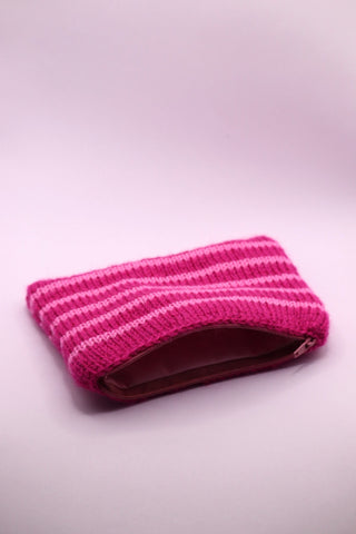Crochet Makeup Bag - Small - Hot Pink & Baby Pink