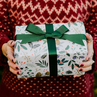 Festive Foliage Christmas Wrapping Paper (Ivory)