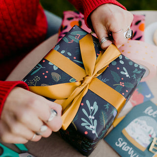 Festive Foliage Christmas Wrapping Paper (Charcoal)