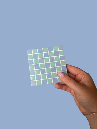 Checkerboard Glass Tile Coaster