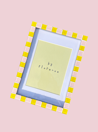 Stripe Tiled A4 Picture Frame - Lemon