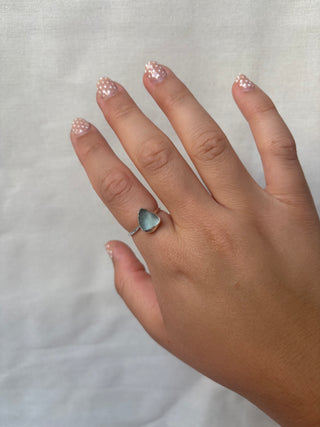 Light blue sea glass ring
