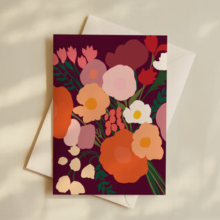 Maroon Flowers Card
