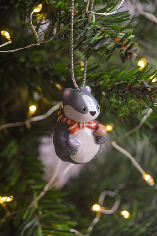 Christmas Bauble - Mince Pie Badger