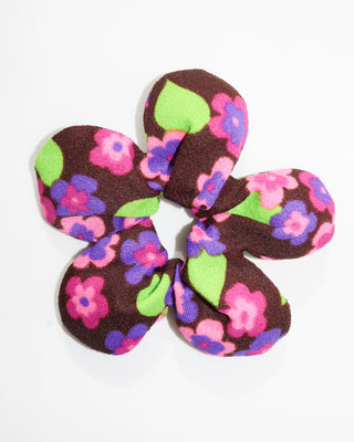 Mini Flower scrunchie - purple flowers
