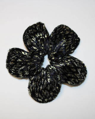 Mini flower scrunchie - Silver Velvet