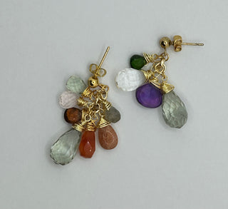 Mismatched Multi Gemstone Drop Earrings