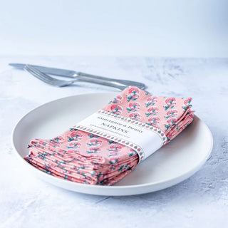 Tiny Pink Flower Napkins - Set of 4