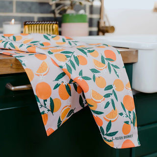 Sevilla Oranges organic cotton tea towel