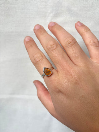 Orange sea glass ring