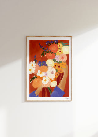 Peachy Florals Art Print