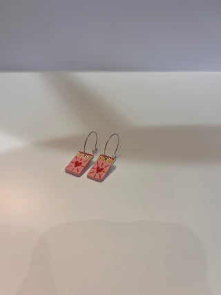 Charm Earrings - Pink matchbox