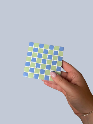 Checkerboard Glass Tile Coaster