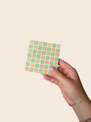Checkerboard Glass Tile Coaster