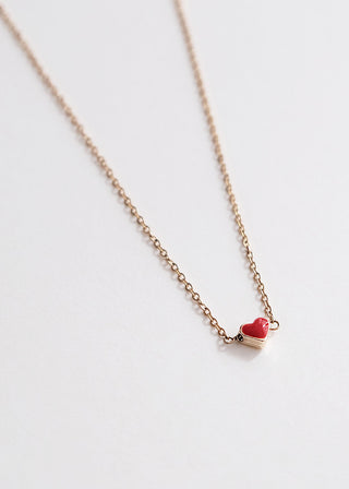 Red Heart Necklace - Gold