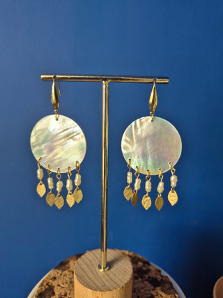 Shell Earrings with Small Faux Pearl