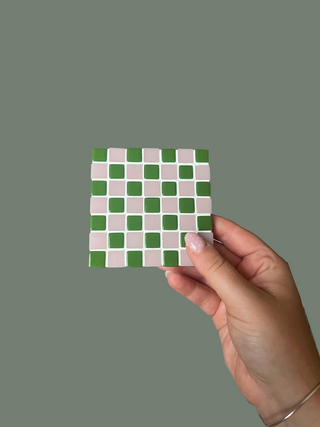 Checkerboard Glass Tile Coaster