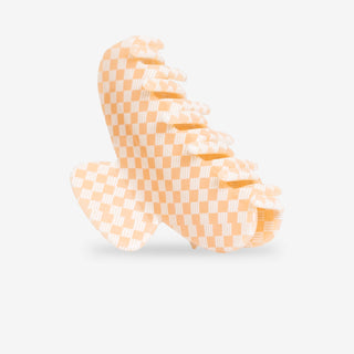 Large Curved Hair Clip - Peach Check