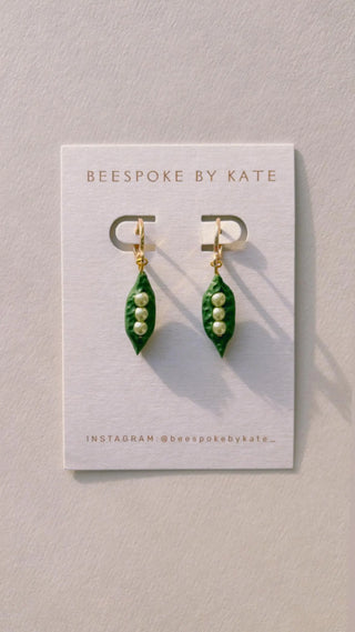 Runner bean charm Earrings on Huggies