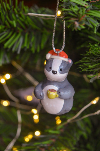 Christmas Bauble - Santa Hat Badger