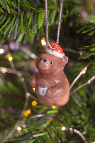 Christmas Bauble - Santa Hat Bear