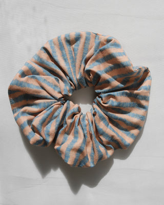 Scrunchie - Blue and peach stripes