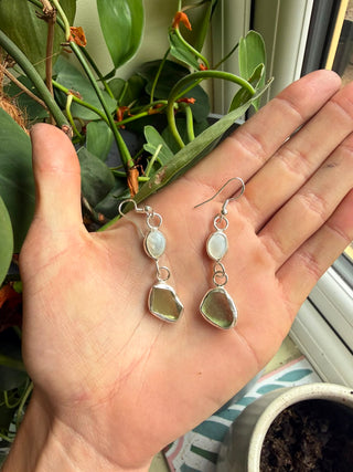 Seaglass & Mother of Pearl Earrings