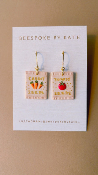 Tomato & Carrot Seed Packet Earrings Earrings