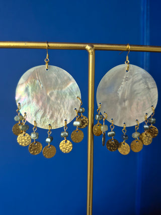 Shell Earrings with Square Pearls
