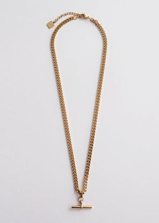 T-Bar Cuban Chain Necklace Gold