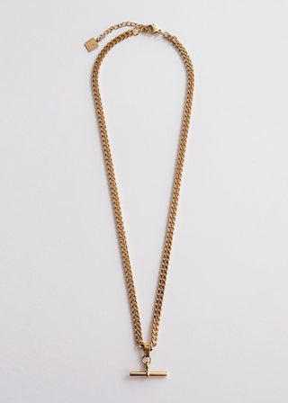 T-Bar Cuban Chain Necklace - Gold