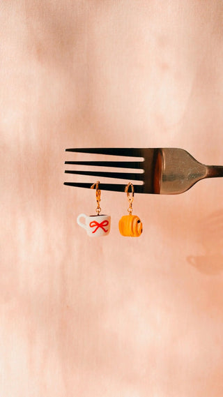 Tea Cup & Pain au Chocolat Charm Earirngs