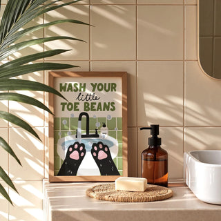 Wash Your Little Toe Beans Cat Print