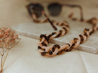Pink & Tortoiseshell Glasses Chain / Necklace