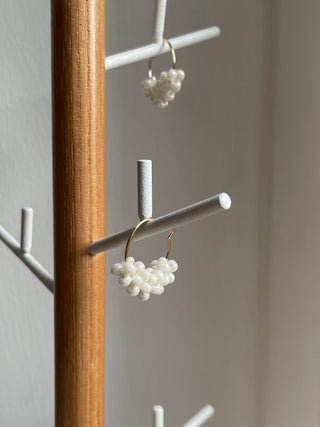 Small white pearl knitted hoops