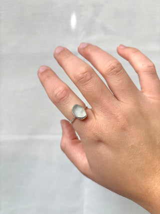 White sea glass ring