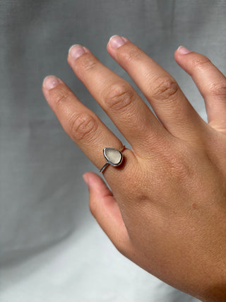 White sea glass ring