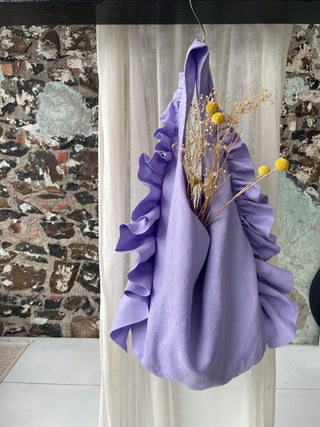 Irish Linen Ruffle Bag Wisteria
