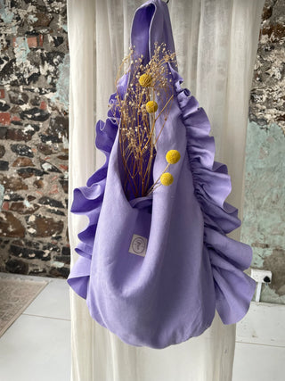 Irish Linen Ruffle Bag Wisteria