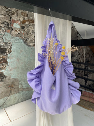 Irish Linen Ruffle Bag Wisteria